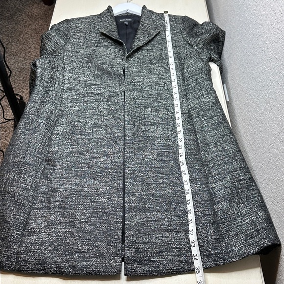 Eileen Fisher Women's Grey and Silver Silk Blend Jacquard Duster Jacket Size M - Picture 14 of 15